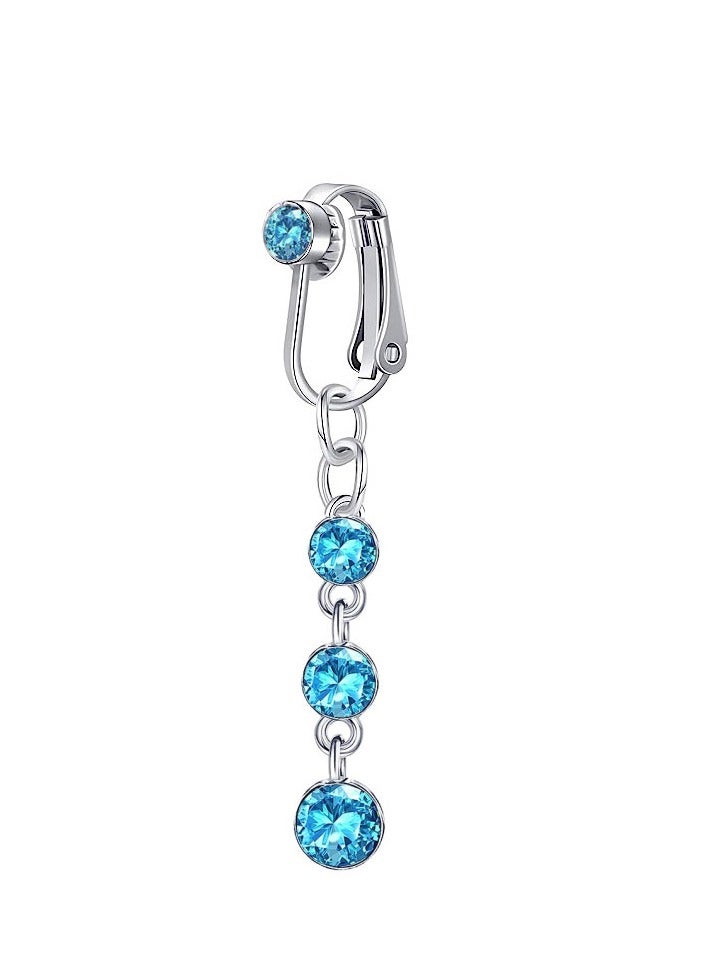 6 pcs piercing free Belly  Ring for Women  Clip On Belly Button Rings crystal blue Navel Ring Non Piercing body jewelry for girls  - Image 4