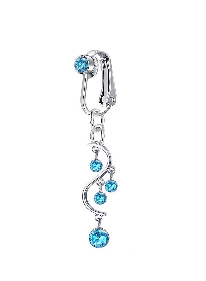 6 pcs piercing free Belly  Ring for Women  Clip On Belly Button Rings crystal blue Navel Ring Non Piercing body jewelry for girls  - Image 5