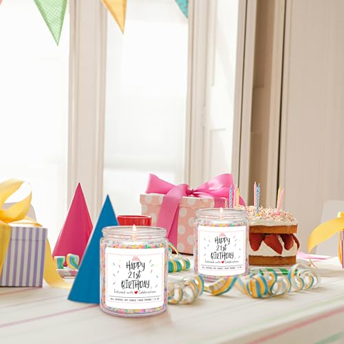 Homsolver 21st Birthday Gifts for Her, Perfect Ideas Happy Birthday Presents for Women, Friends, Sister, Daughter, Vanilla Cream Scent Handmade Aromatherapy Candle Decorations - Image 3