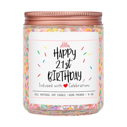 Homsolver 21st Birthday Gifts for Her, Perfect Ideas Happy Birthday Presents for Women, Friends, Sister, Daughter, Vanilla Cream Scent Handmade Aromatherapy Candle Decorations - Image 1