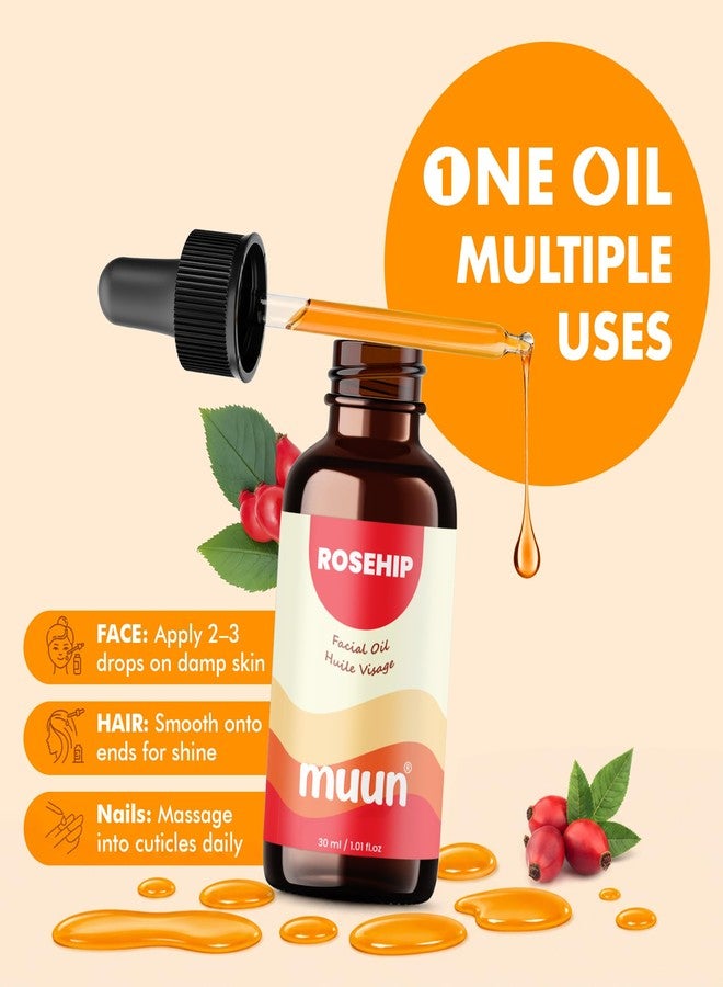 Muun زيت ثمر الورد العضوي من موون للوجه - زيت بذور ثمر الورد النقي المعصور على البارد للعناية ببشرة الوجه والشعر والجسم، ترطيب وتغذية، طبيعي 100% - Image 4