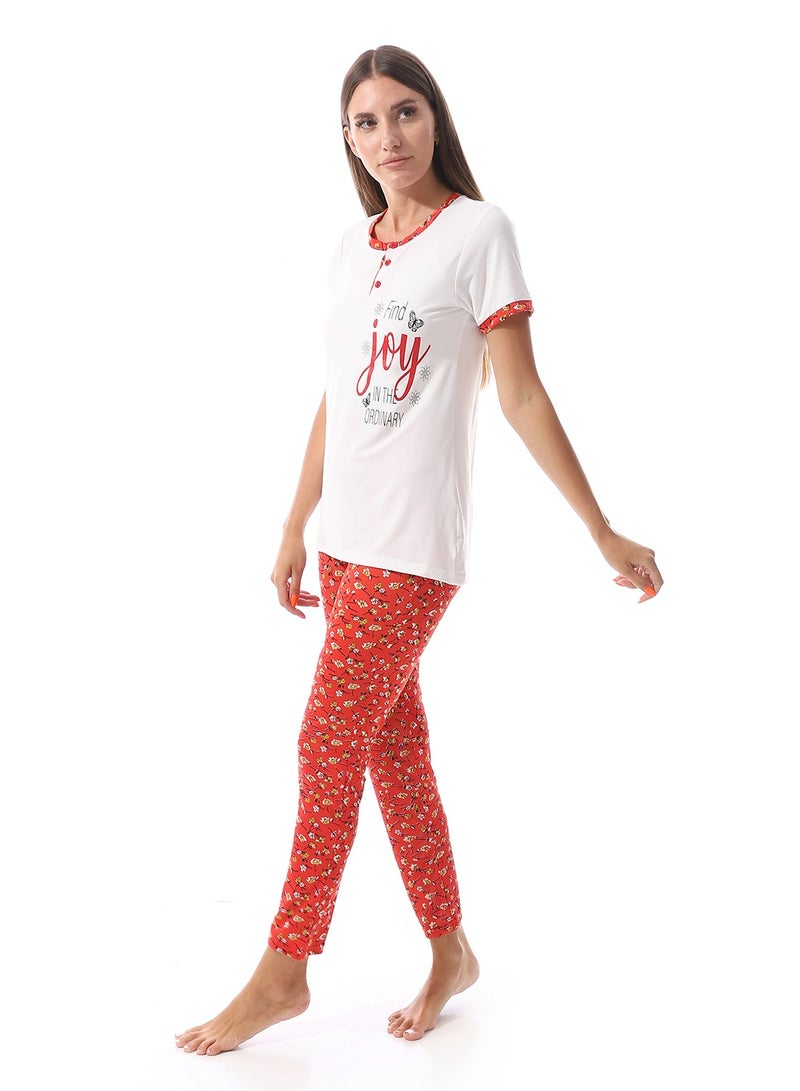 Caesar Women Pajama Set With Half Sleeves And Printed Photo - Image 2