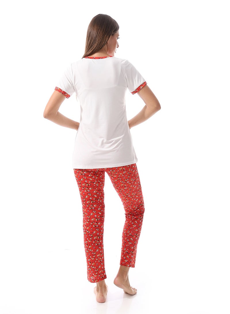 Caesar Women Pajama Set With Half Sleeves And Printed Photo - Image 4