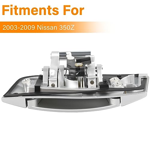 NPAUTO مقبض باب خارجي جانبي أيسر للسائق مناسب لنيسان 350Z 2003 2004 2005 2006 2007 2008 2009، خارجي، 80607-CD41E 80607-CD40B 80607-CD40E، فضي - Image 2