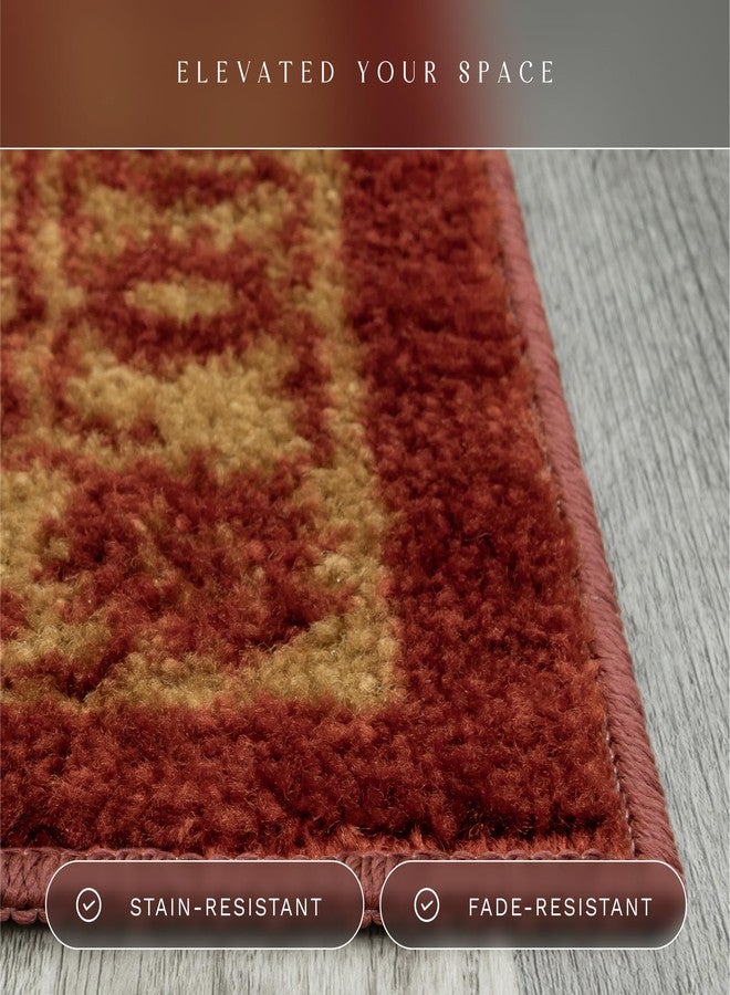 مابلز راغز سجادة ممر جورجينا التقليدية من مابلز روجز، مانعة للانزلاق، مناسبة للمداخل [صنع في الولايات المتحدة الأمريكية]، 2 × 6، أحمر/ذهبي - Image 4