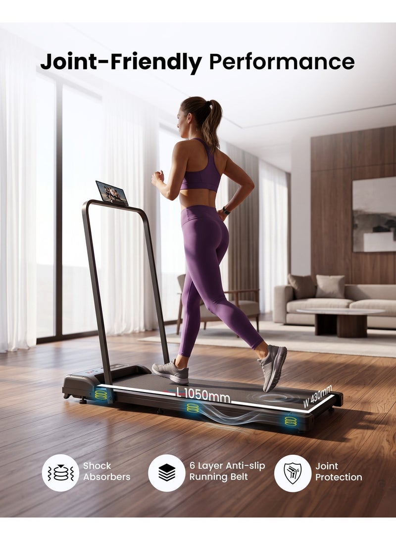 Sparnod Fitness سبرنود فتنس × صقر فتنس جهاز المشي مع مقبض، سرعة من 1–10 كم/س، سطح جري بامتصاص الصدمات، شاشة LED، حامل للهاتف والتابلت، للاستخدام المنزلي والمكتبي، وزن مستخدم أقصى 90 كجم - Image 3