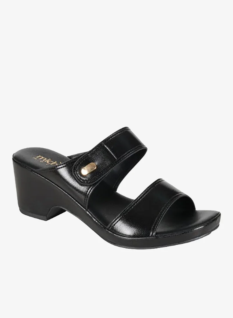 ميشيل مورجان صنادل ميشيل مورغان بكعب عريض للسيدات أسود