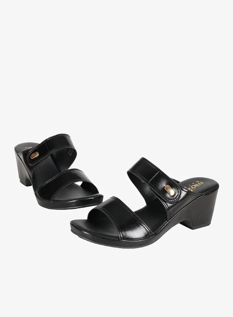 Michelle Morgan Black 092-2950 Michelle Morgan Ladies Block Heels Sandals4RJ21B Black for Women | Best Price UAE