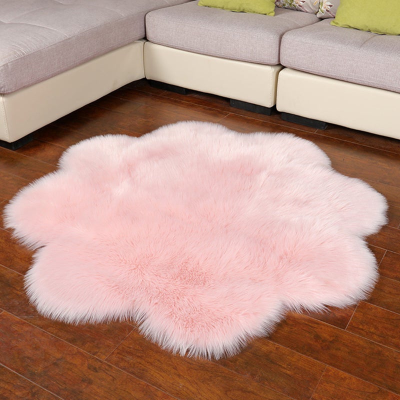 60cm Plush Carpet Plum Blossom Shaped Floor Mat Household Foot Pads Imitation Wool Home Decoration - Image 3