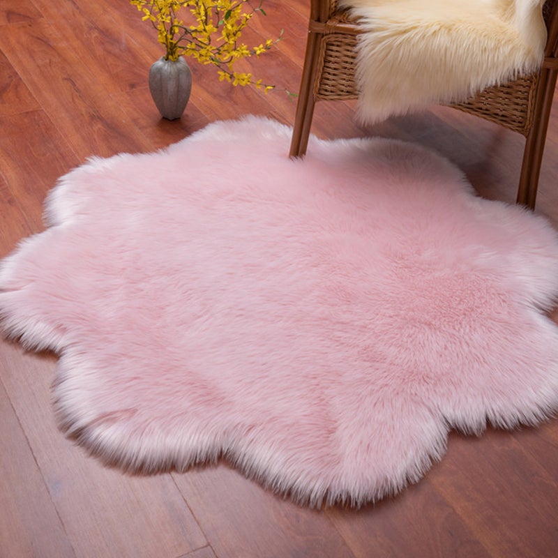60cm Plush Carpet Plum Blossom Shaped Floor Mat Household Foot Pads Imitation Wool Home Decoration - Image 2