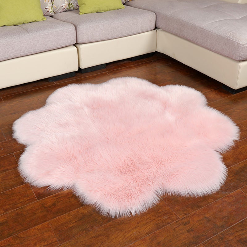 60cm Plush Carpet Plum Blossom Shaped Floor Mat Household Foot Pads Imitation Wool Home Decoration - Image 4