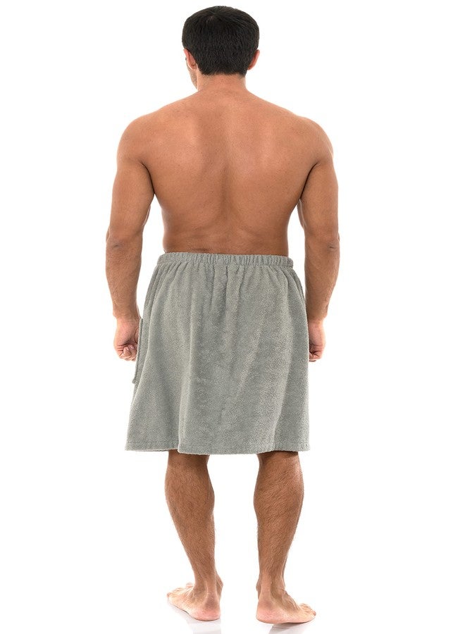 TowelSelections Mens Shower Wrap Adjustable Cotton Terry Spa Bath Gym Cover Up X-Large/XX-Large Belgian Block - Image 2