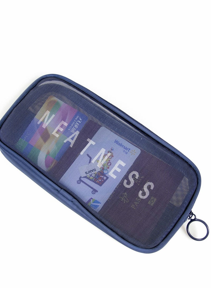 4Pcs Clear Mesh Makeup Bag Set - Mini Portable Toiletry Pouches with Zipper for Travel & Daily Use (Gray) - Image 5