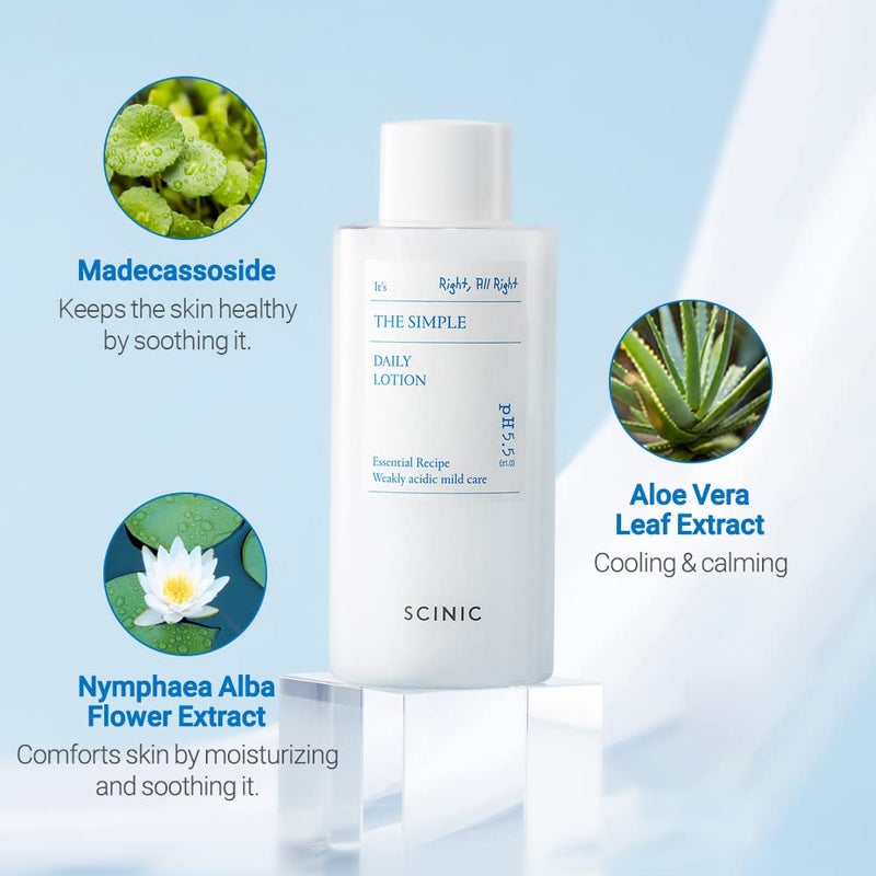 SCINIC The Simple Daily Face Lotion | Vegan, pH-Balanced Moisture Lotion with Madecassoside & Aloe Vera Leaf Juice | Korean Skin Care (8.79 fl.oz) - Image 5