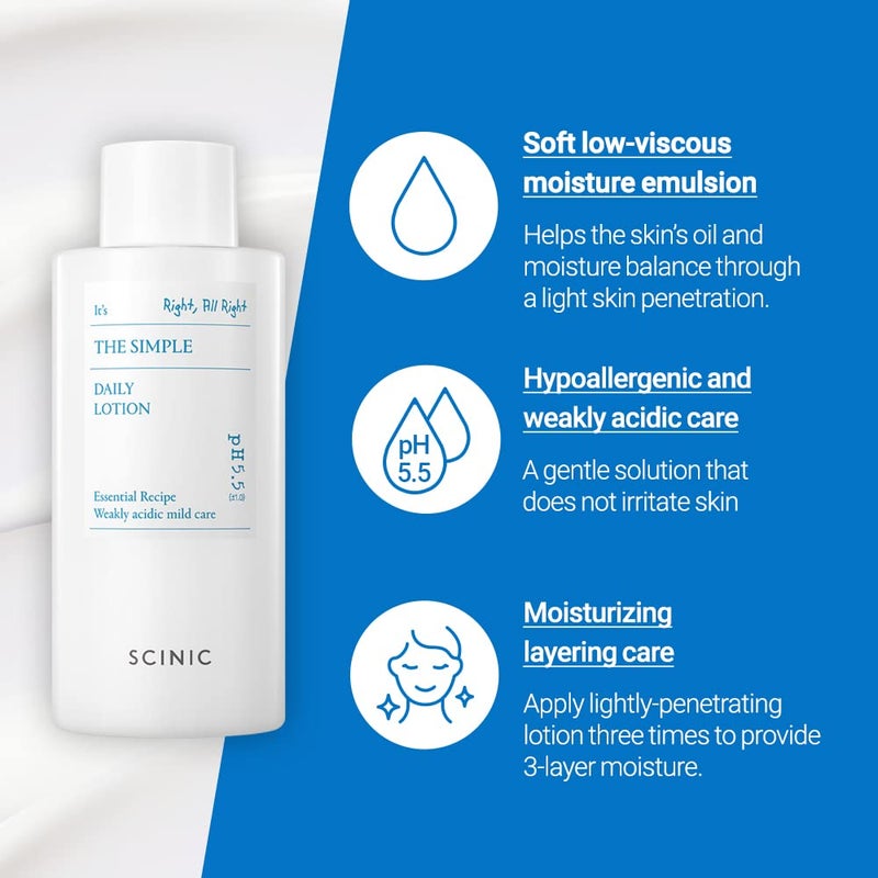 SCINIC The Simple Daily Face Lotion | Vegan, pH-Balanced Moisture Lotion with Madecassoside & Aloe Vera Leaf Juice | Korean Skin Care (8.79 fl.oz) - Image 4
