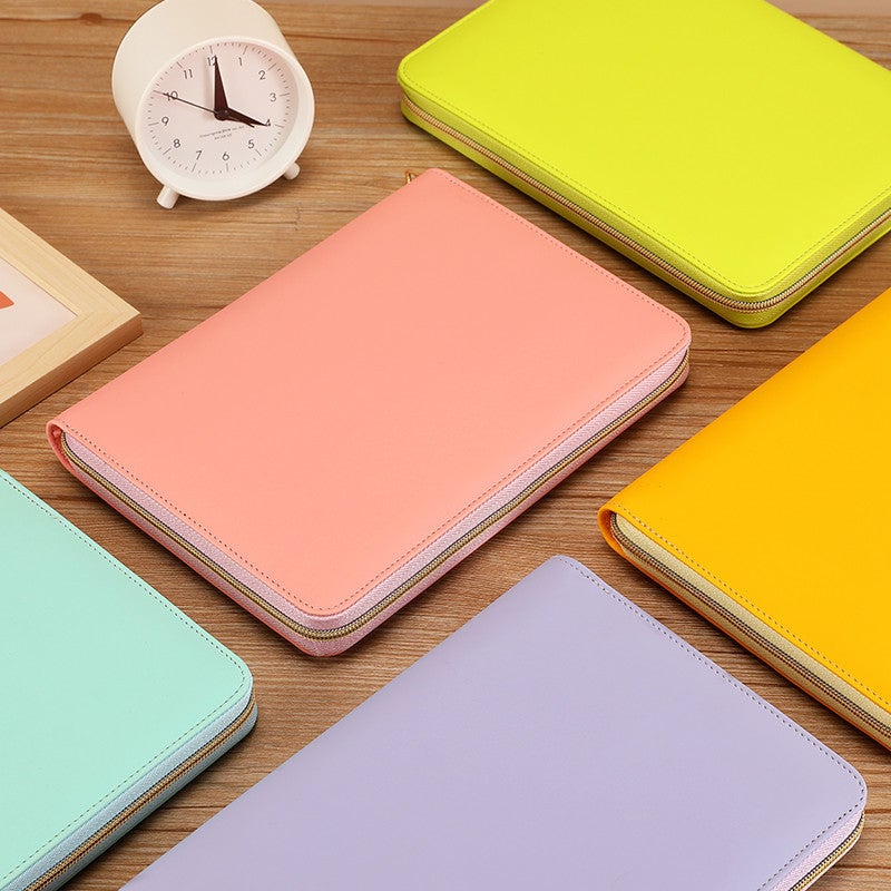 Business Meeting Notepad Zipper Bag Notebook Stationery Diary Simple Gift Imitation Leather Notebook - Image 4
