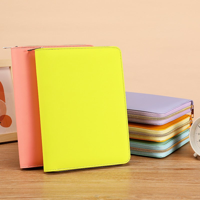Business Meeting Notepad Zipper Bag Notebook Stationery Diary Simple Gift Imitation Leather Notebook - Image 3