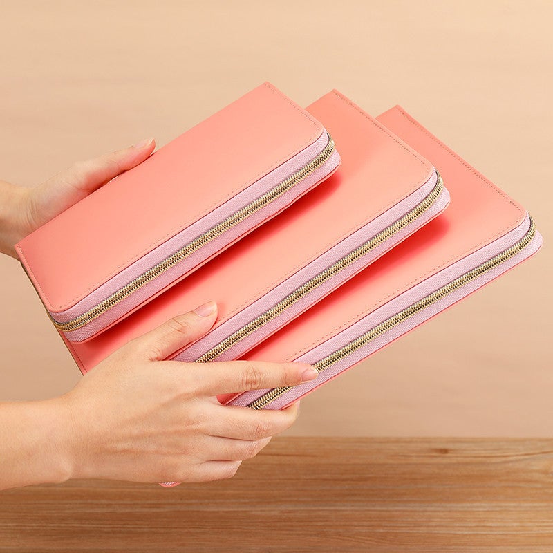 Business Meeting Notepad Zipper Bag Notebook Stationery Diary Simple Gift Imitation Leather Notebook - Image 5