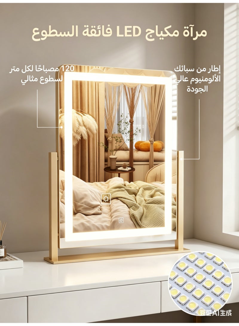 ميجيوسيون مرآة مكياج مع إضاءة LED وقطعة قماش للتنظيف – مقاس 17.2 بوصة، مرآة هوليوود، عدسة مكبرة 10 أضعاف قابلة للفصل، تحكم ذكي باللمس، دوران 360 درجة - Image 2