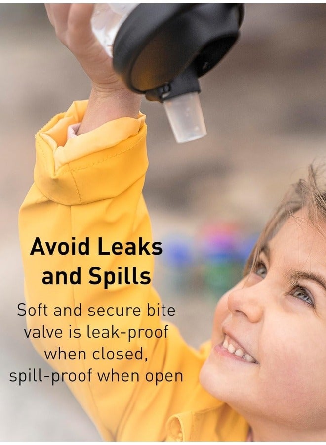 GGEROU زجاجة ماء للأطفال مع غطاء قشة قابلة لإعادة الاستخدام مصنوعة من البلاستيك المتين مع غطاء فوهة وحلقة حمل مدمجة، صمام عض كبير، أزرق 480 مل - Image 3