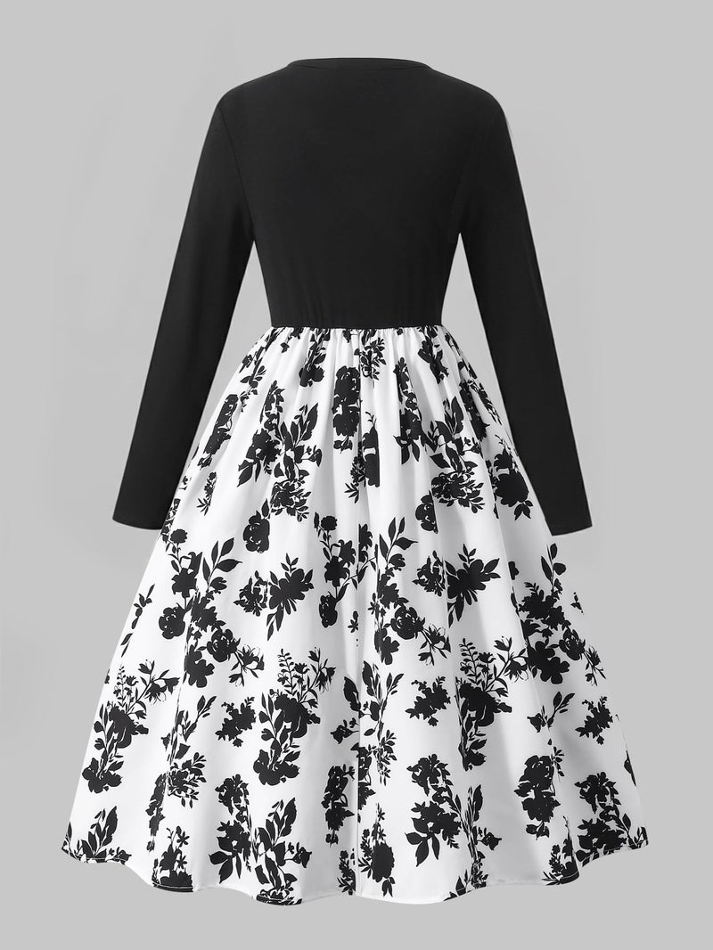 Seechoslo New 8-14Years Girls Elegant Dress Short Sleeve A-Line Floral Midi Party Special Occasion (US, Age, 13 Years, 14 Years, White) - Image 3