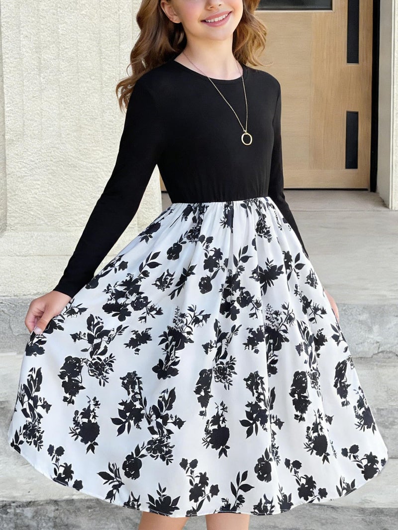 Seechoslo New 8-14Years Girls Elegant Dress Short Sleeve A-Line Floral Midi Party Special Occasion (US, Age, 13 Years, 14 Years, White) - Image 2