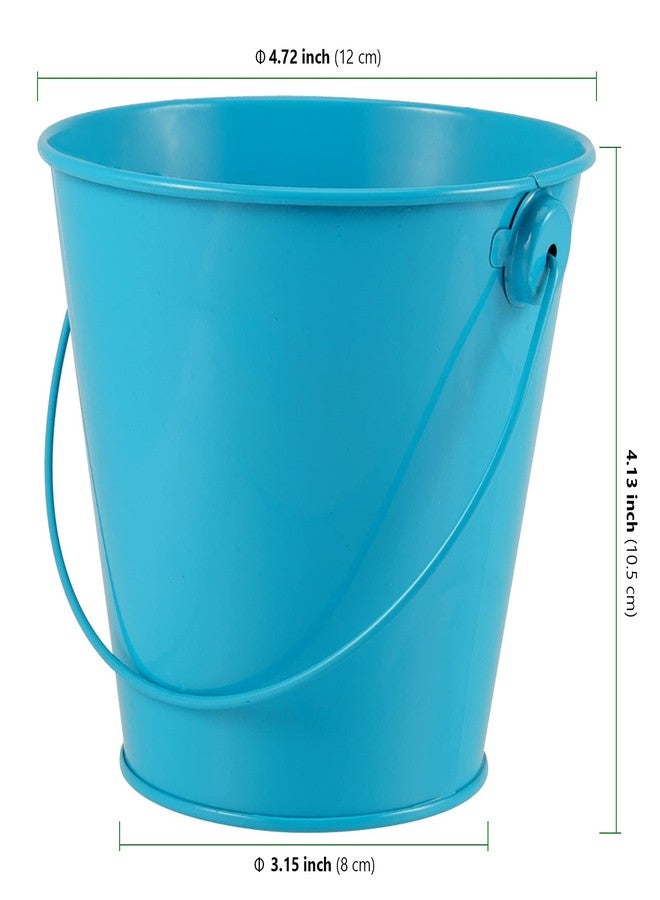 HAKZEON 10 عبوة دلو معدني صغير 4.72 × 4 بوصات، دلو معدني بمقبض، دلو معدني بمقبض للحرف والهدايا الحزبية، أزرق - Image 2