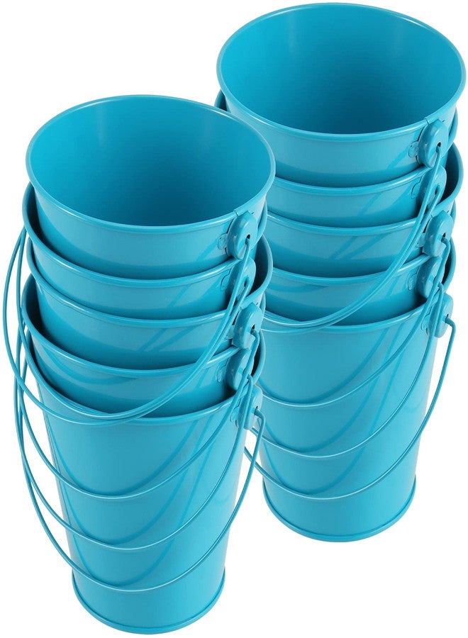 HAKZEON 10 عبوة دلو معدني صغير 4.72 × 4 بوصات، دلو معدني بمقبض، دلو معدني بمقبض للحرف والهدايا الحزبية، أزرق - Image 1