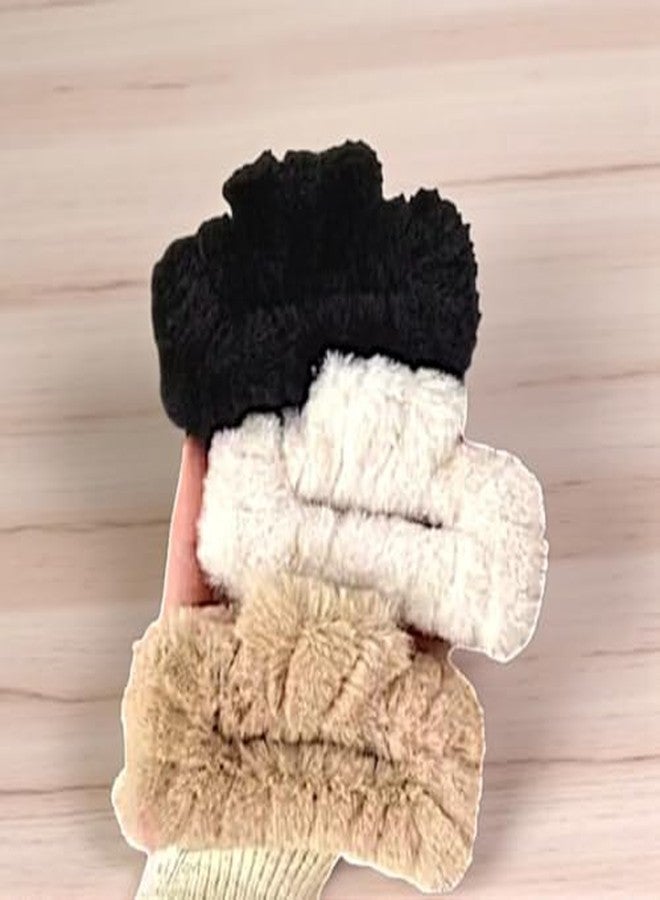 FREEBIES Luxury Furry Hair Clutcher Clips | Pack of 3 Multicolor Strong Grip Hair Accessories | Premiume Non-Slip Hair Claw for Women & Girls Fashion - Image 1