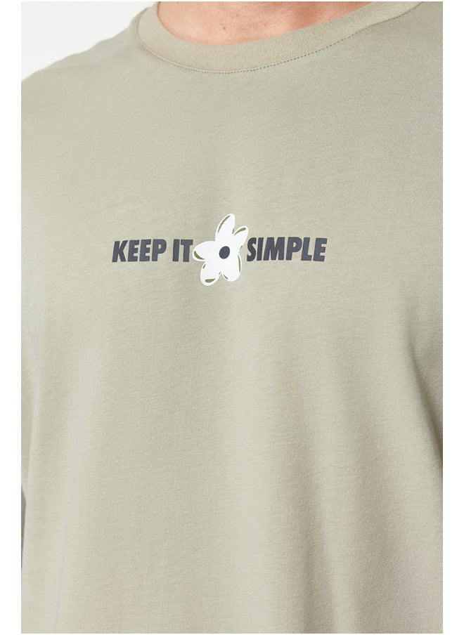 trendyol - Mint Oversize/Wide-Cut Floral-Text Print Short Sleeve 100% Cotton T-Shirt TMNSS22TS0123 - Image 1