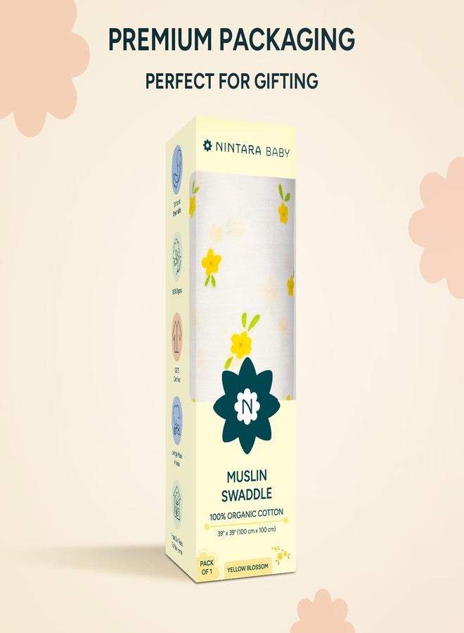 NINTARABABY Swaddle - 100% Organic Premium Muslin Cotton, 39" x 39" (100 cm x 100 cm), Ultra-Soft, Breathable & Lightweight, Multipurpose, Hypoallergenic, Gift for Newborn Girls - Image 4