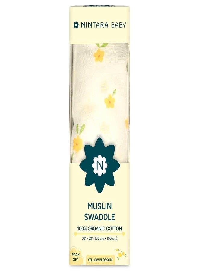 NINTARABABY Swaddle - 100% Organic Premium Muslin Cotton, 39" x 39" (100 cm x 100 cm), Ultra-Soft, Breathable & Lightweight, Multipurpose, Hypoallergenic, Gift for Newborn Girls - Image 1