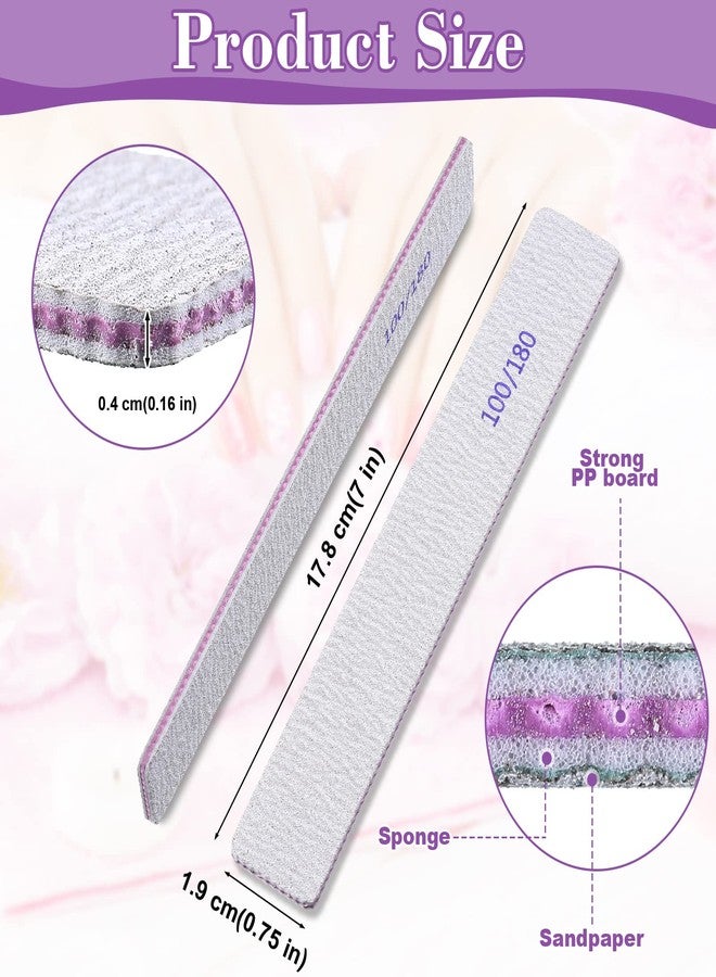 Xinnun 150 Pcs Nail Files 100/180 Grit Double Sides Professional Reusable Emery Board Nail Files for Acrylic Manicure Tools Suit for Home Salon - Image 2