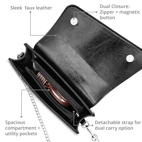 Fastrack Lil’Spark Sling | Black Faux-Leather Women’s Handbag | Sling with Fixed Handle & Detachable Strap for Casual & Party Carry - Image 4