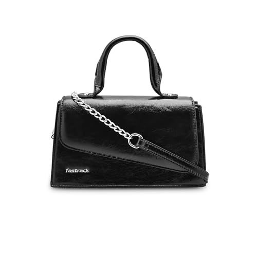 Fastrack Lil’Spark Sling | Black Faux-Leather Women’s Handbag | Sling with Fixed Handle & Detachable Strap for Casual & Party Carry - Image 1