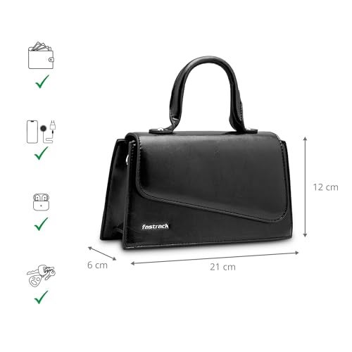 Fastrack Lil’Spark Sling | Black Faux-Leather Women’s Handbag | Sling with Fixed Handle & Detachable Strap for Casual & Party Carry - Image 5
