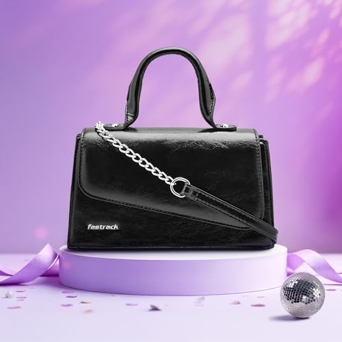 Fastrack Lil’Spark Sling | Black Faux-Leather Women’s Handbag | Sling with Fixed Handle & Detachable Strap for Casual & Party Carry - Image 2