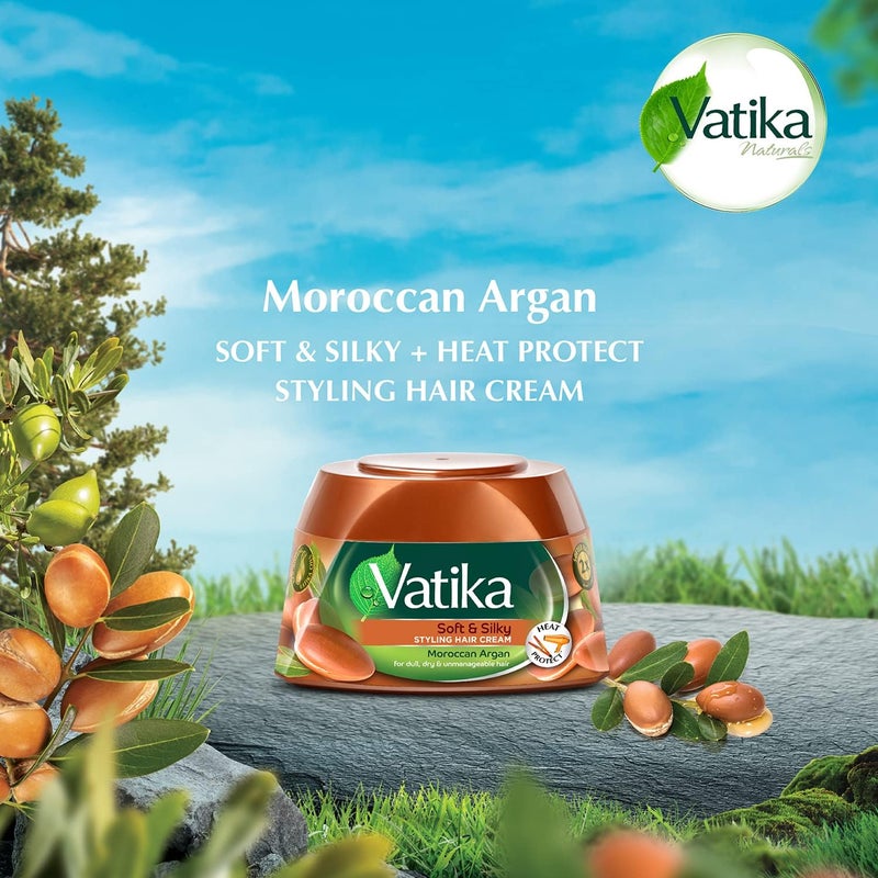 Vatika Naturals Soft & Silky Styling Hair Cream with Moroccan Argan - Value Pack of 2 (280ml) - Image 2