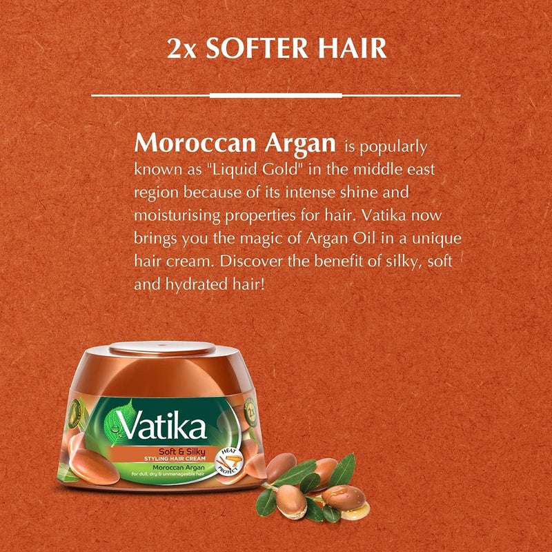 Vatika Naturals Soft & Silky Styling Hair Cream with Moroccan Argan - Value Pack of 2 (280ml) - Image 4