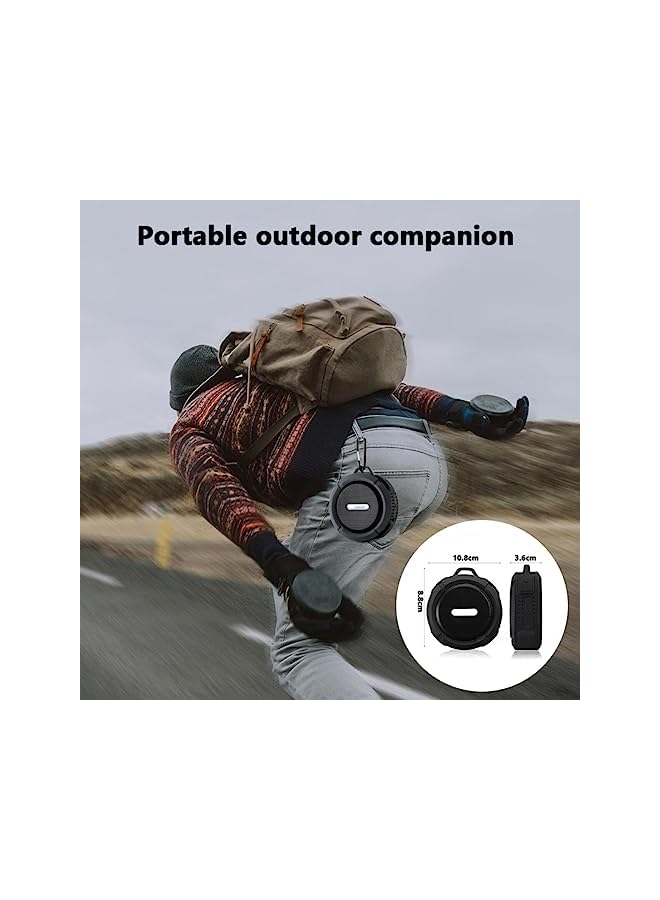 Goodern Mini Shower Speakers,Outdoor Waterproof Bluetooth Speaker with Suction Cup&Hook,Wireless Portable Travel Speaker with Subwoofer,Built In Mic for Sports Pool Beach Hiking Camping-Black - Image 4