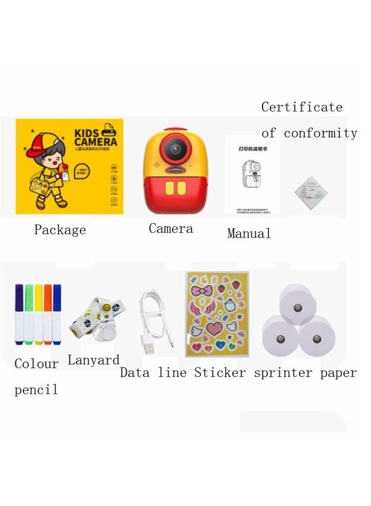 Generic Portable Kids Instant Print Camera Digital Video Camera with 1080P High Video Resolution 18MP 2.3 Inch Large Screen Funny Photo Frames Colorful Markers Print Paper Stickers Hanging Rope for Boys Girls  - Image 4