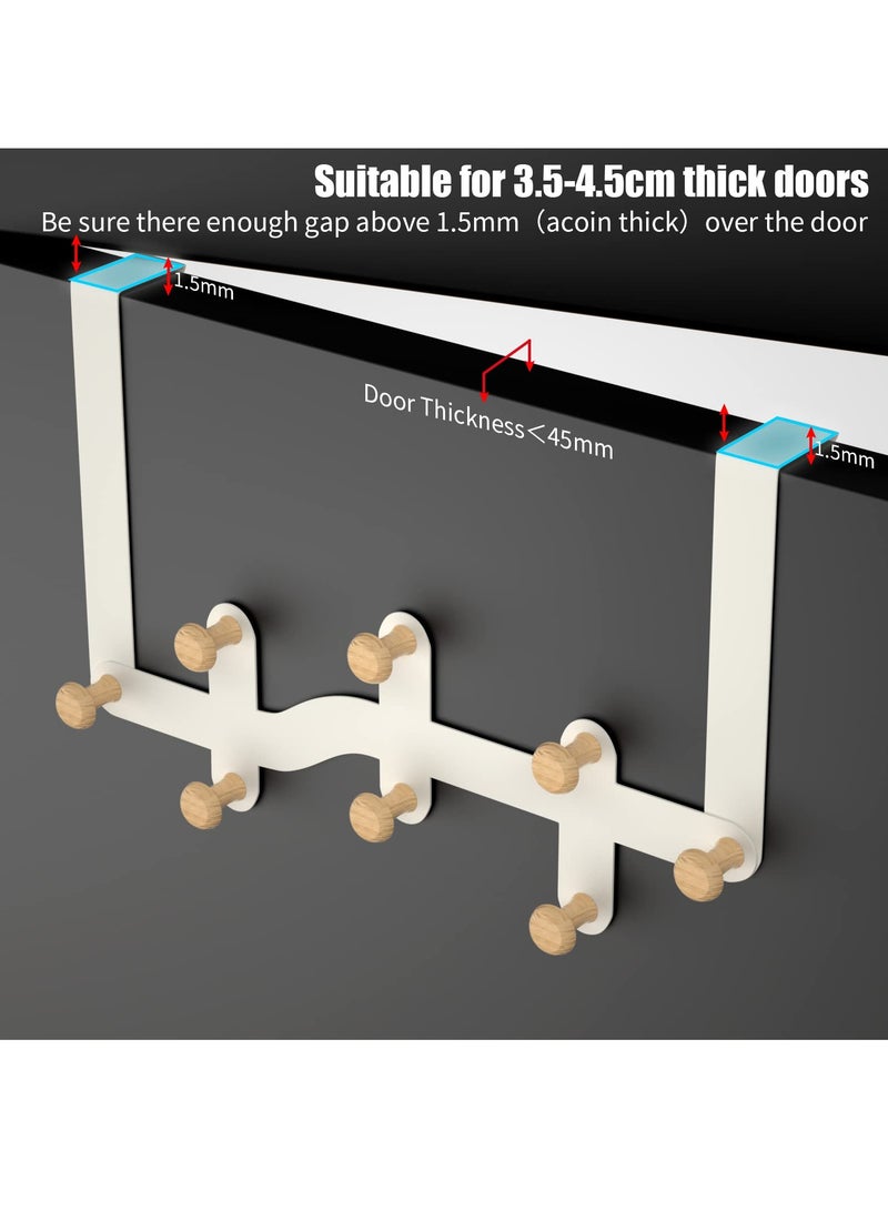 SYOSI خطاطيف باب SYOSI، شماعات ثقيلة مثبتة على الباب مع ٨ خطافات لتعليق المعطف المنشفة الحقيبة الروب القبعة، خطاطيف المعطف فوق الباب لغرفة النوم الحمام المطبخ (أبيض) - Image 5