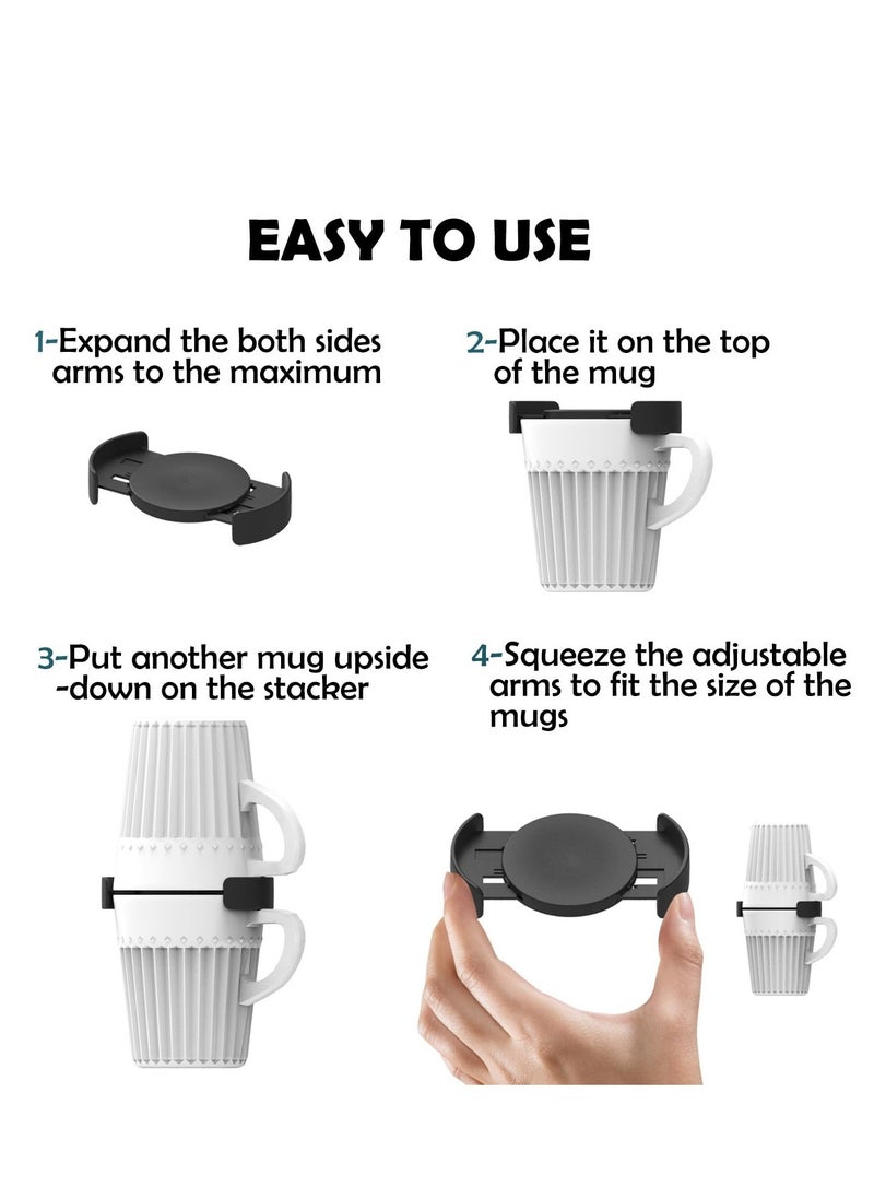 Excefore - Coffee Mug Organizer, Mug Organizer for Cabinet Kitchen Cabinet Shelf Organizer Coffee Mug Organizers and Storage for Tea Cup Stacker Coffee Mug Stacker Save Space Cup Organizer, 6 Pcs, Black - Image 1