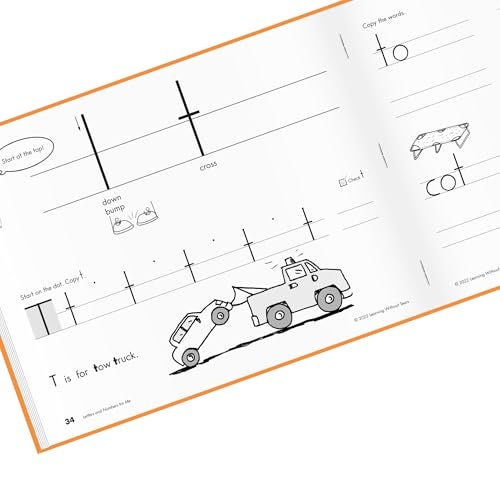 Learning Without Tears كتاب الطالب لتعلم بدون دموع: الحروف والأرقام لي، العمر 5+، رياض الأطفال، ممارسة الكتابة، كتاب الكتابة، المدرسة والمنزل، فنون اللغة، التدريس، الحسية - Image 5