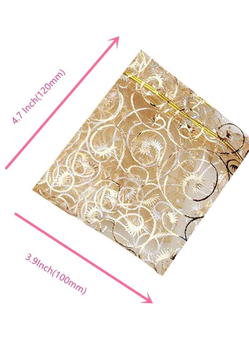 100 Pieces Gold Organza Bags for Party Favor Bags Small Business Candy Bags Mesh Bag Wedding Favors Small Gift Bags 4 x 4.7in - Image 3