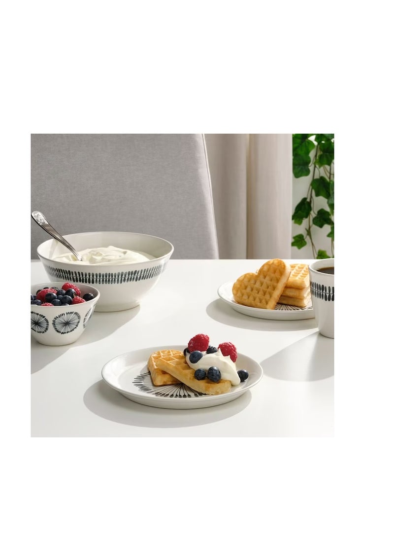 طبق جانبي ، أبيض / منقوش 19 سم - Image 2