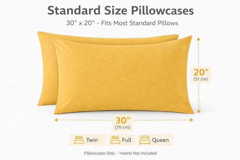 Ultra Soft Brushed Microfiber Standard Size 20"x30" Pillowcases Pair Set of 2 with Envelope Closure (20"x30" Standard, Spicy Mustard) - Image 2