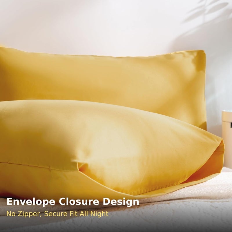 Ultra Soft Brushed Microfiber Standard Size 20"x30" Pillowcases Pair Set of 2 with Envelope Closure (20"x30" Standard, Spicy Mustard) - Image 4