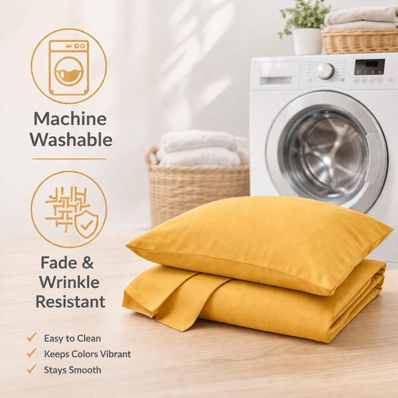 Ultra Soft Brushed Microfiber Standard Size 20"x30" Pillowcases Pair Set of 2 with Envelope Closure (20"x30" Standard, Spicy Mustard) - Image 5