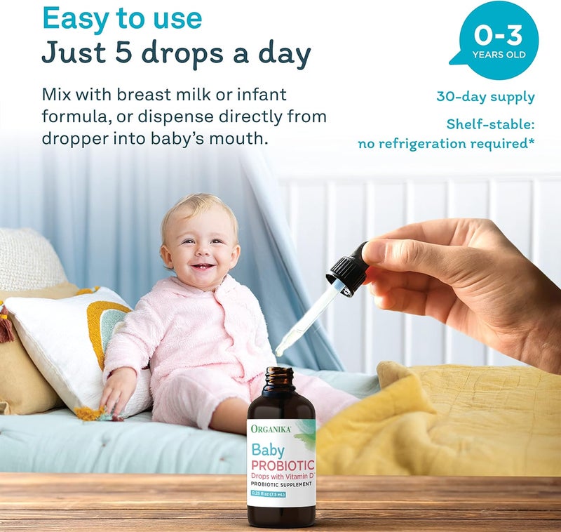 Organika قطرات بروبيوتيك للأطفال من أوريكا مع فيتامين د لتهدئة المغص وتقليل الانزعاج والمساعدة في النمو والتطور 025 أونصة - Image 4
